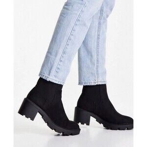 TOPSHOP BETSY BLACK ANKLE BOOT SUEDE LEATHER WOMEN’S US SIZE 8.5 UK SIZE 39